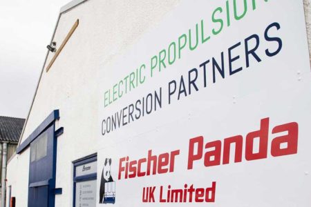 electric boat conversion sign at Broom Boats